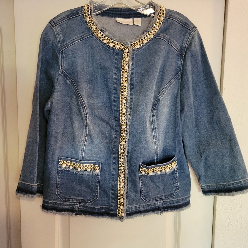 Chicos  denim and pearls jacket